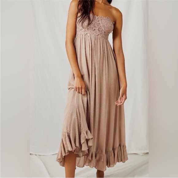 Free People Adella Corset dress in Taupe  size Small‎ NWT - Picture 2 of 9
